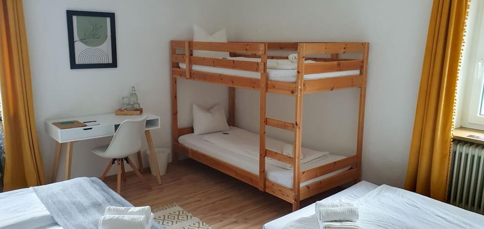 Bed, Photo of the whole room, Bedroom, bunk bed, towels