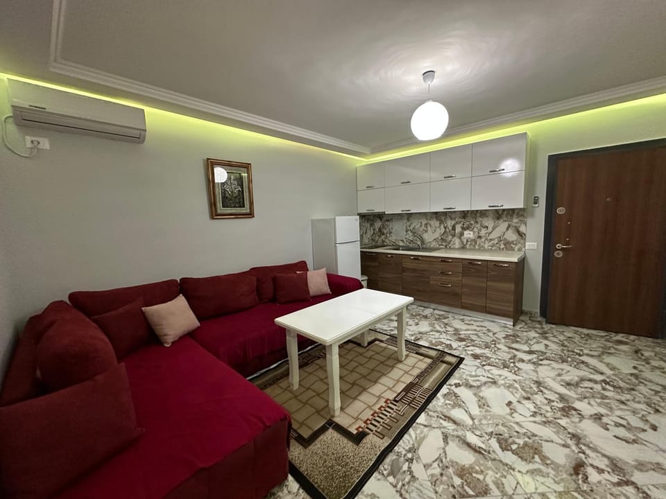Kitchen or kitchenette, Living room, Seating area, air conditioner