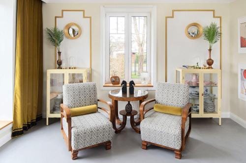 Suite with private bathroom at three bedroom interwar Villa Grabyte with daily spaces to share by pi Hotel in Lithuania