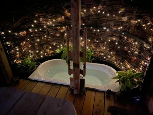 Dol Swynol Glamping Luxury cabin with outdoor bath Lodge in Wales