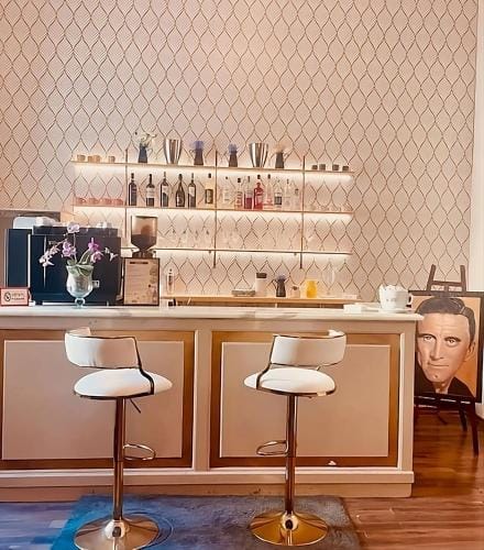 Fly in Viareggio beach in front of the famous promenade with shops and establishments Hotel in Viareggio