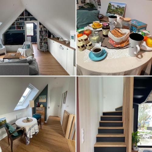Ty Glazu Doelan espace 60m2, Port& criques a pied, 2 chambres privees au 1er etage, SDB, WC separe Hotel in Clohars-Carnoët