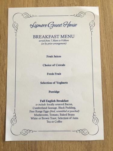 Lismore Guest House Hotel in Copeland District