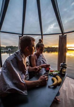 Room in Lodge - Peace & Quiet Hotel Floating Glass Room for 2 Guests Experience Northern Lights Hotel in Norrbotten County, Sweden