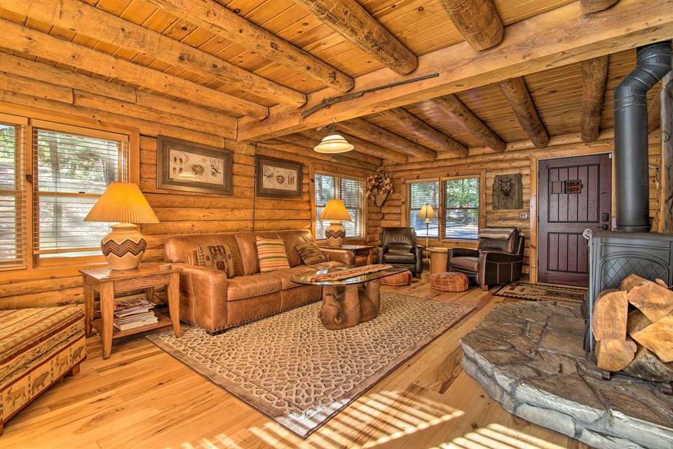 5 Mi to Hiking: Custom Cabin w/ Deck in Arnold! House in Arnold