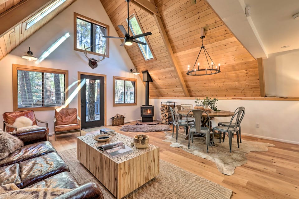 Deck & Forest Views: Munds Park A-Frame Cabin House in Munds Park