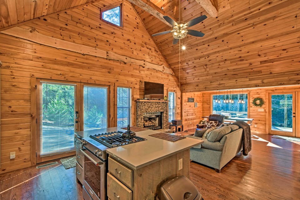 Blue Ridge Mtns Creekside Cabin w/ Hot Tub + Pier! House in Georgia