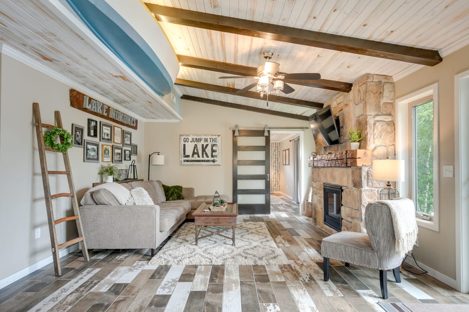 Tranquil Lakefront Cabin: Fire Pit, Grill & Patio House in Wisconsin