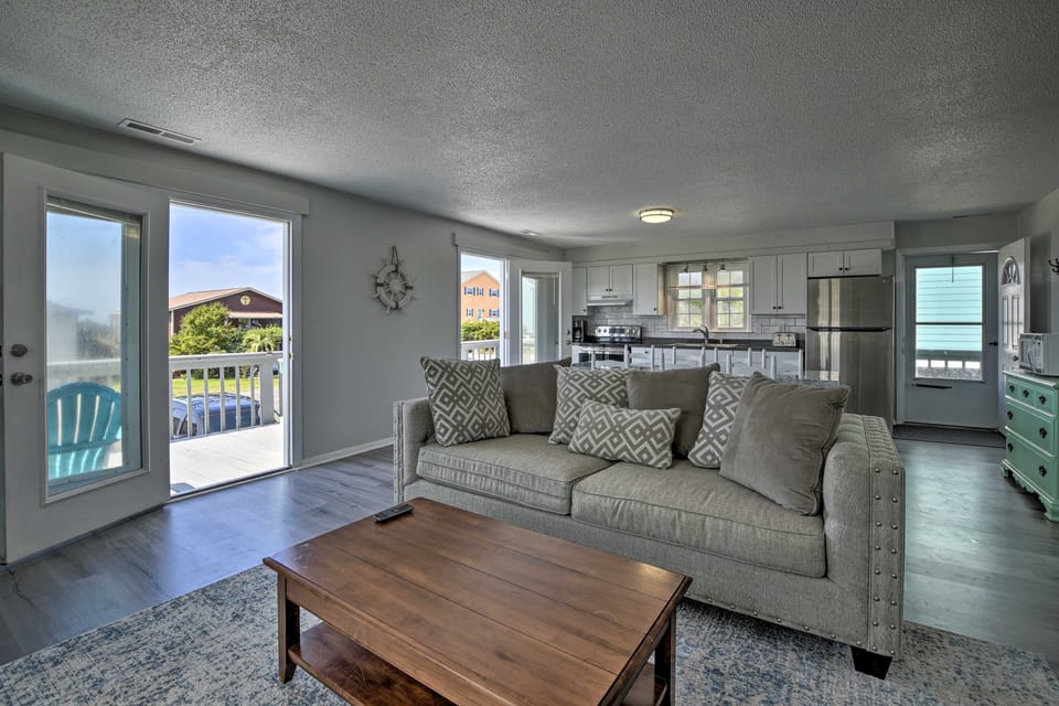 Oak Island Beach Abode w/ Deck: Walk to Shore! House in Oak Island