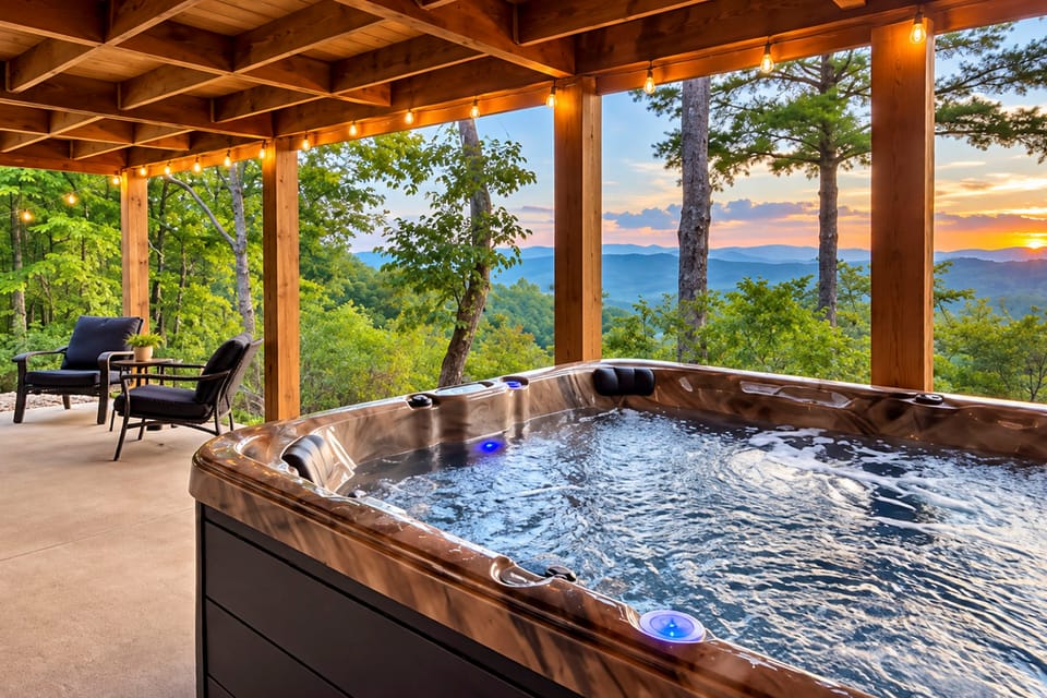 Deck, Panoramic Views: Serene Mineral Bluff Cabin! House in Mineral Bluff