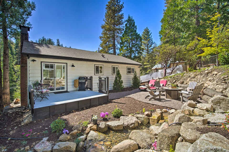 Tree-Lined Twin Peaks Cottage w/ Custom Stream Cottage in San Bernardino