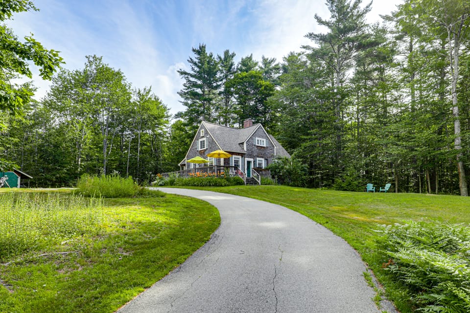 Deck & Fire Pit: Cottage Near Monadnock State Park Cottage in New Hampshire