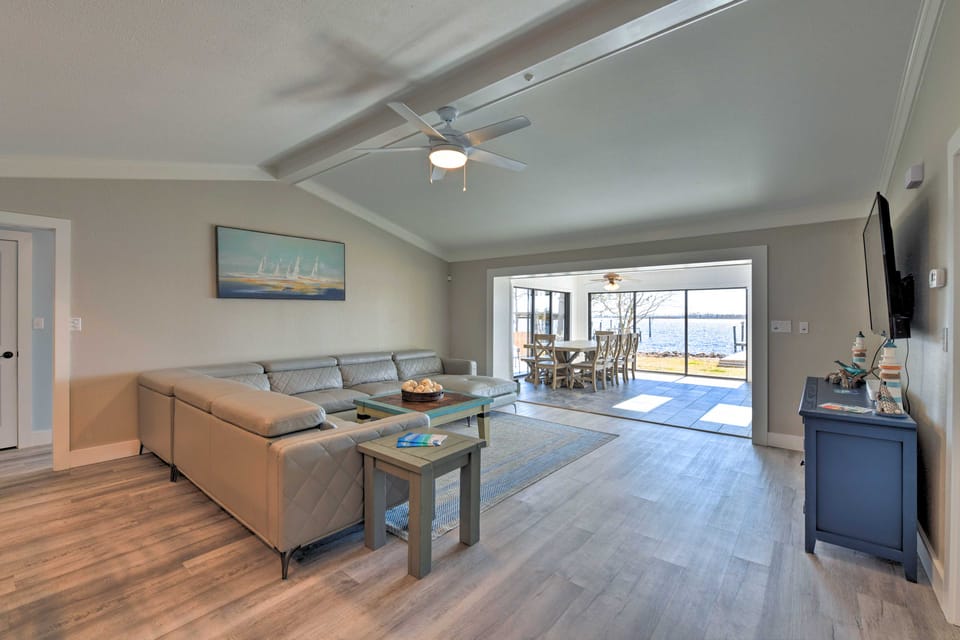 Updated Waterfront Escape w/ Dock & Fire Pit House in Alabama