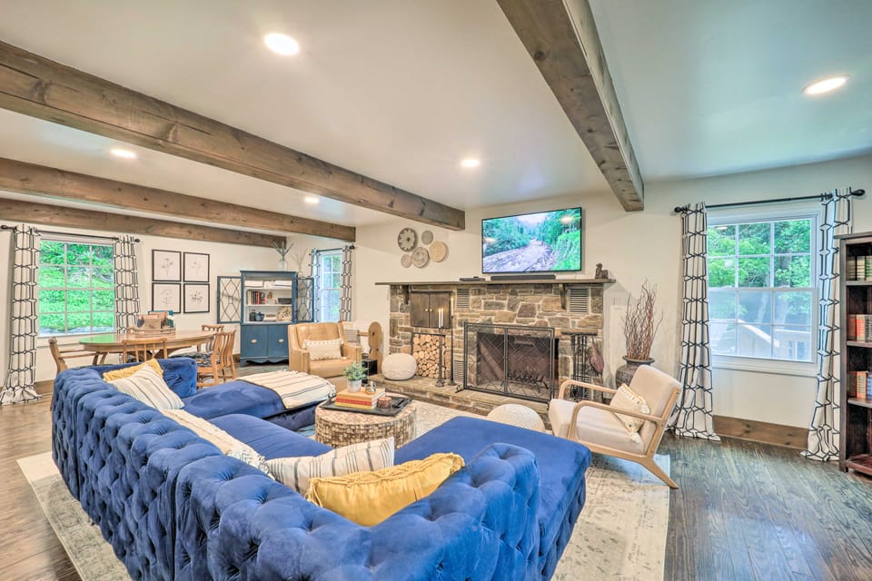 Riverfront Sugar Grove Home: Hot Tub & Views! House in Watauga