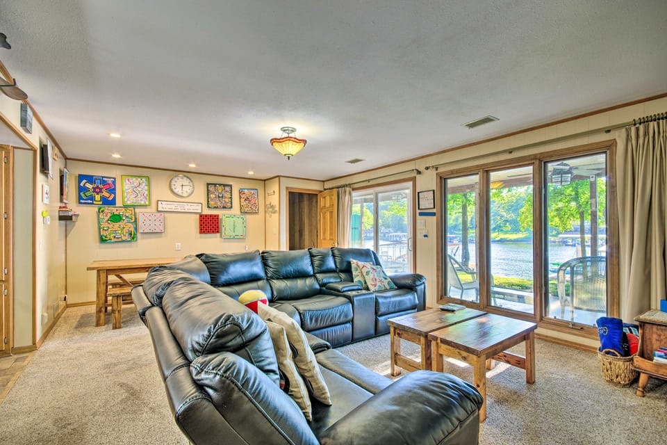 Boat Dock + Slides: Lakefront Gravois Mills Home House in Lake of the Ozarks