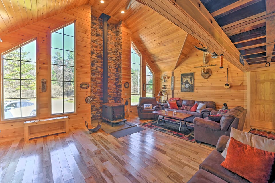 Unadilla Cabin on 50 Acres + Fire Pit & Creek House in Pennsylvania