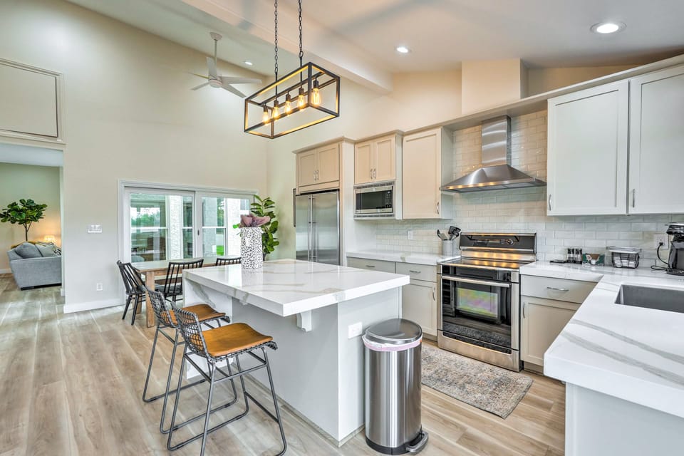 Patio + Fire Pit: Luxe Home Near Arizona Boardwalk Apartment in McCormick Ranch