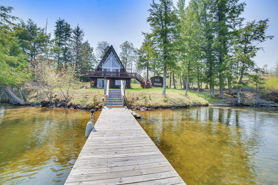 Upper Peninsula Lakefront A-Frame Cabin w/ Dock House in Wisconsin