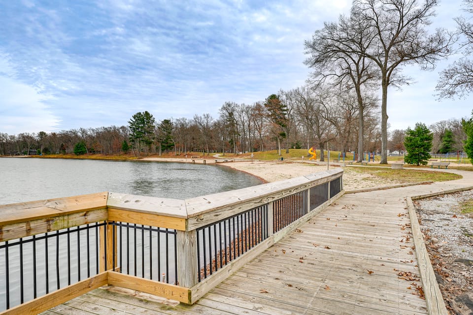 Walk to Fox Lake: Pet-Friendly A-Frame w/ Fire Pit House in Wisconsin