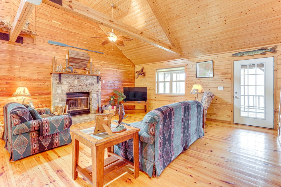 Fire Pit, Screened Deck: Riverfront Ozarks Cabin! House in Arkansas