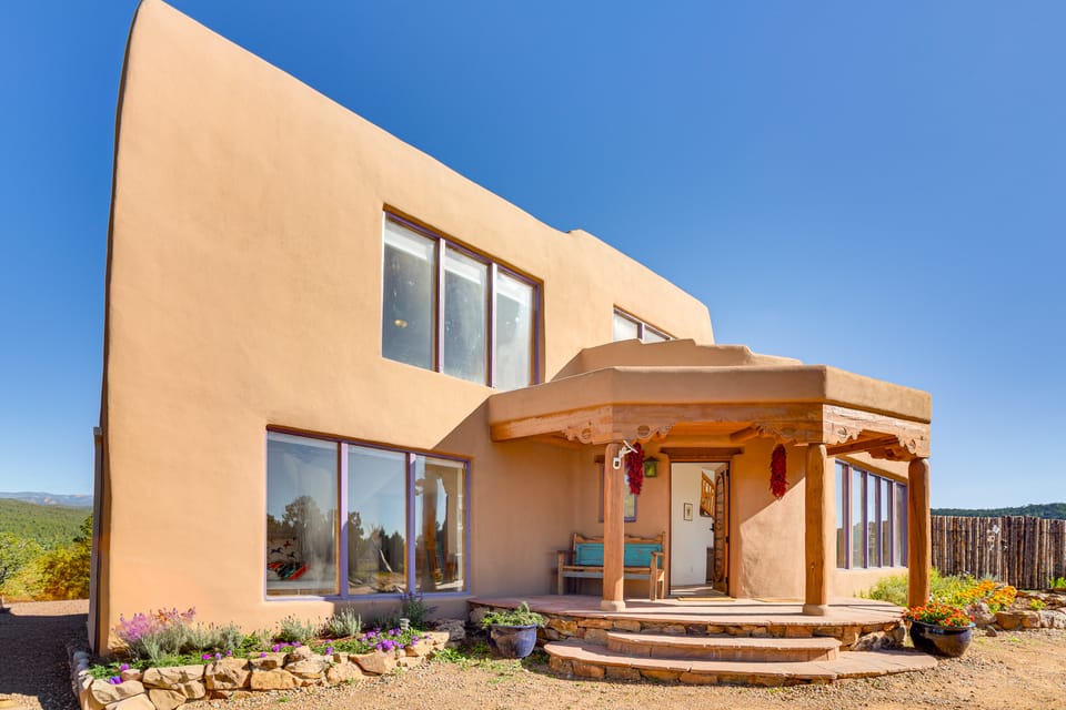 Panoramic Vistas: Glorieta Adobe Near Pecos River House in New Mexico