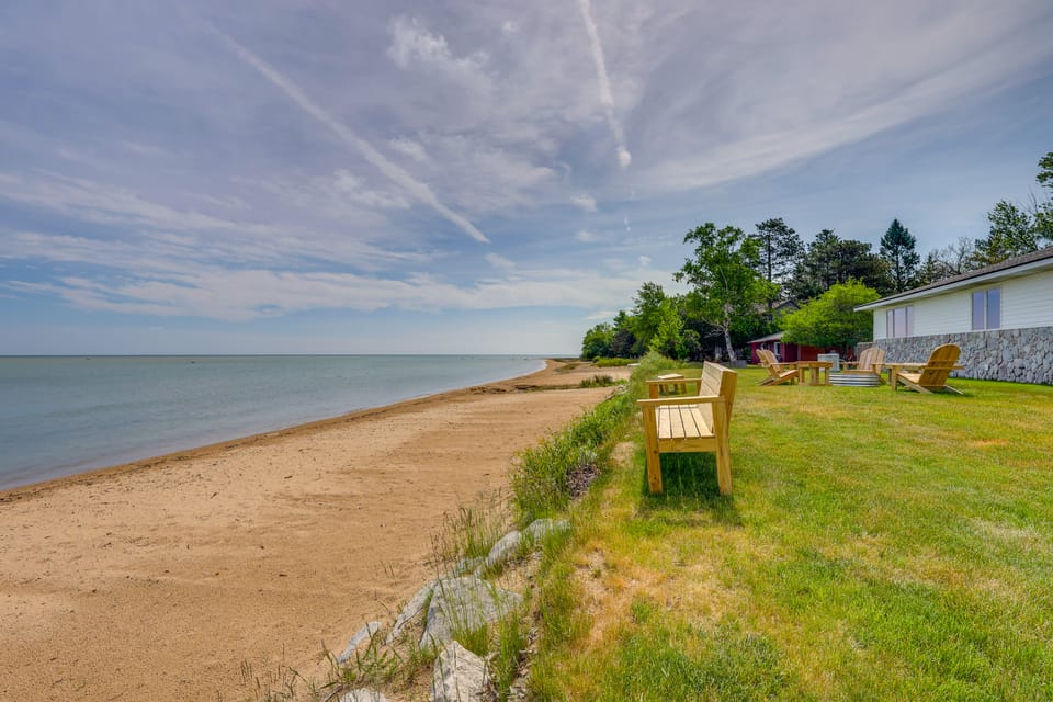 Waterfront Lake Huron Getaway w/ Private Beach House in Michigan