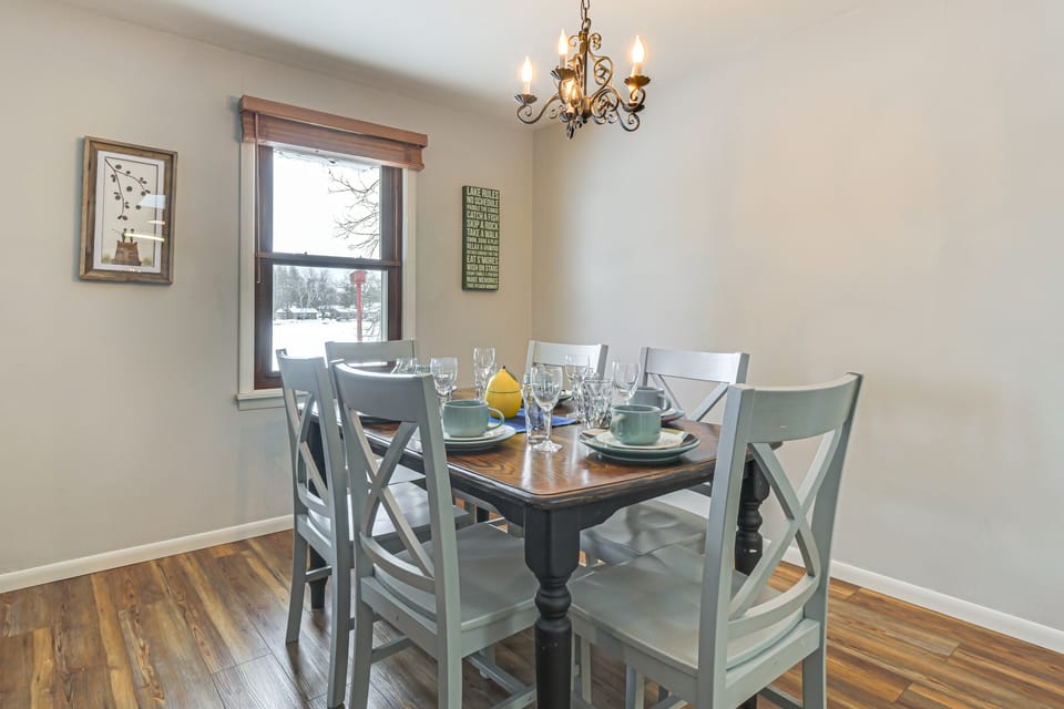 Rice Lake Escape w/ Private Dock: 1 Mi to Main St House in Rice Lake