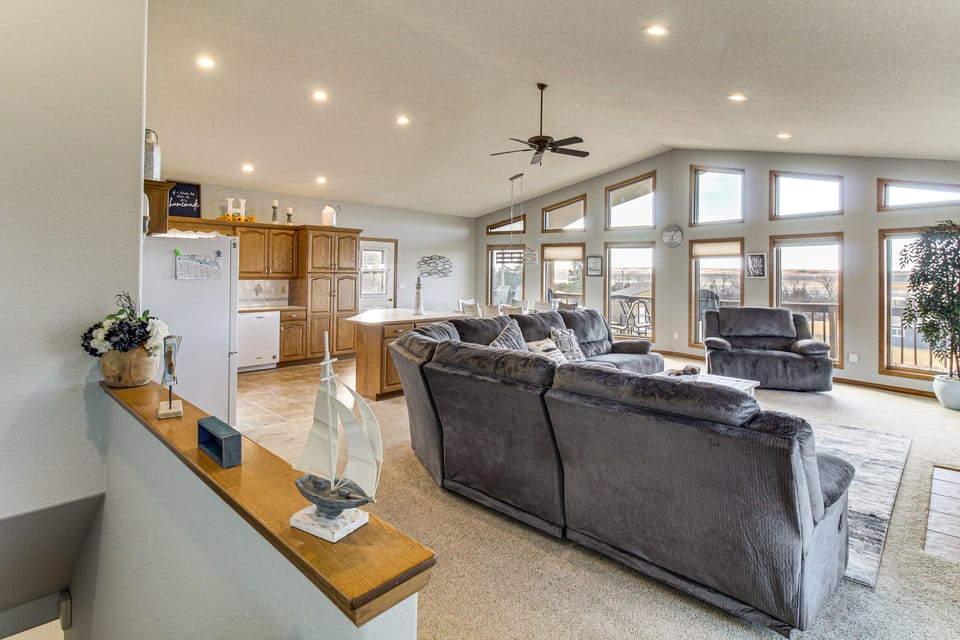 Deck w/ Lake Mac View! Spacious Family Retreat House in Nebraska