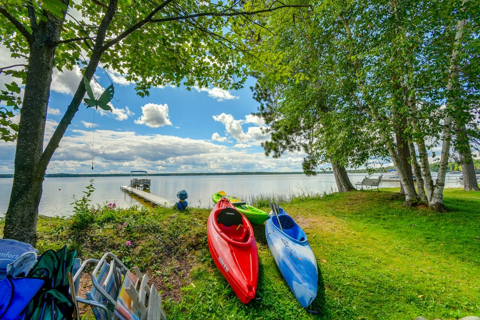 Dock + Fire Pit: Lakefront Lewiston Escape! House in Albert