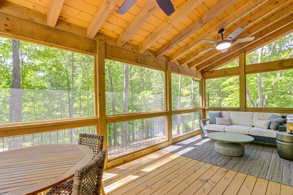 Screened Porch + Home Office: Modern Ellijay Cabin House in Georgia