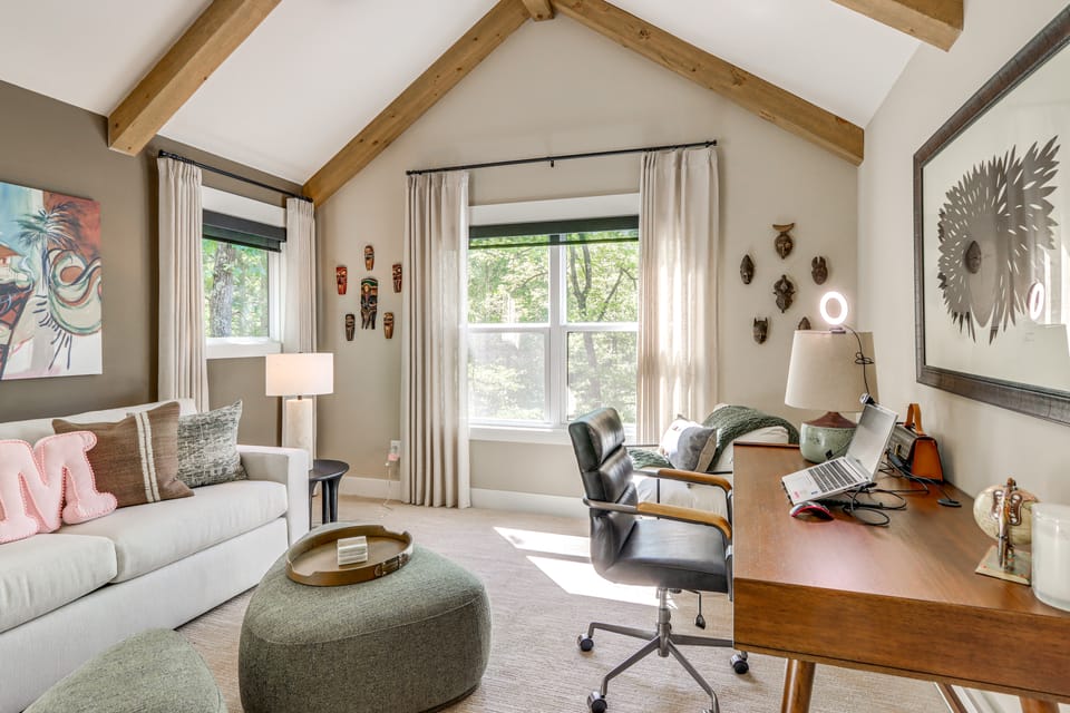 Screened Porch + Home Office: Modern Ellijay Cabin House in Georgia