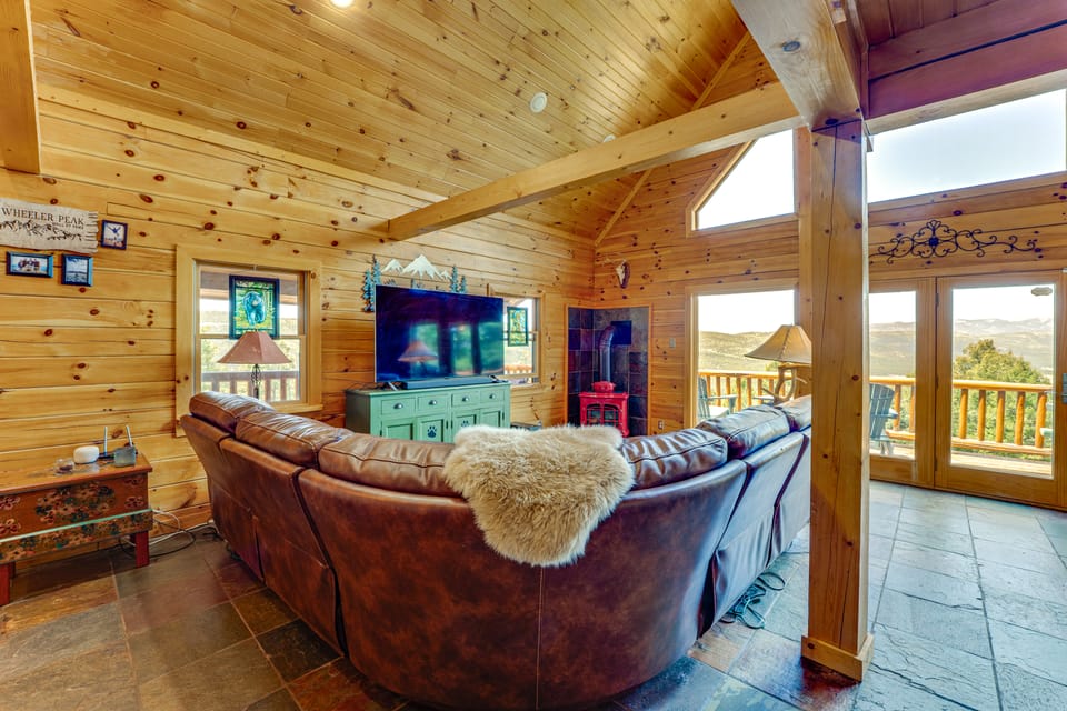 Incredible Views! Log Cabin w/ Wraparound Deck House in Angel Fire