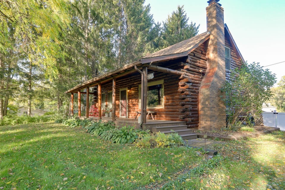 Waterfront Log Cabin w/ Fire Pit in Mayville! House in Allegheny River