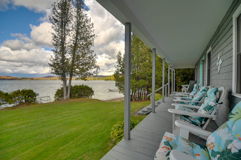 Caspian Lakefront Home w/ Dock and Private Beach House in Hardwick