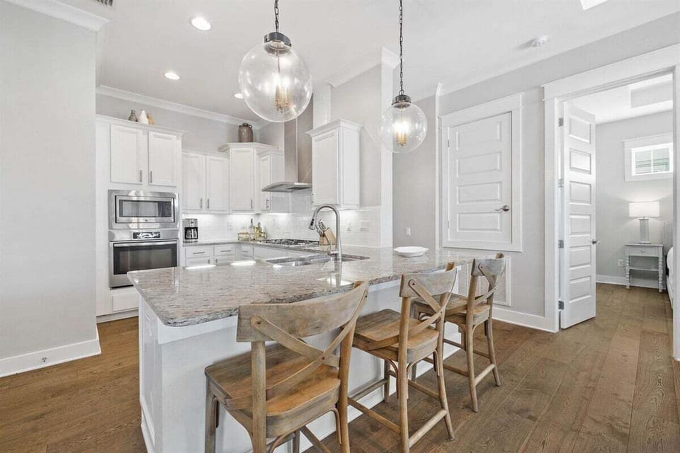 High-end appliances and an abundance of counter space for prep.