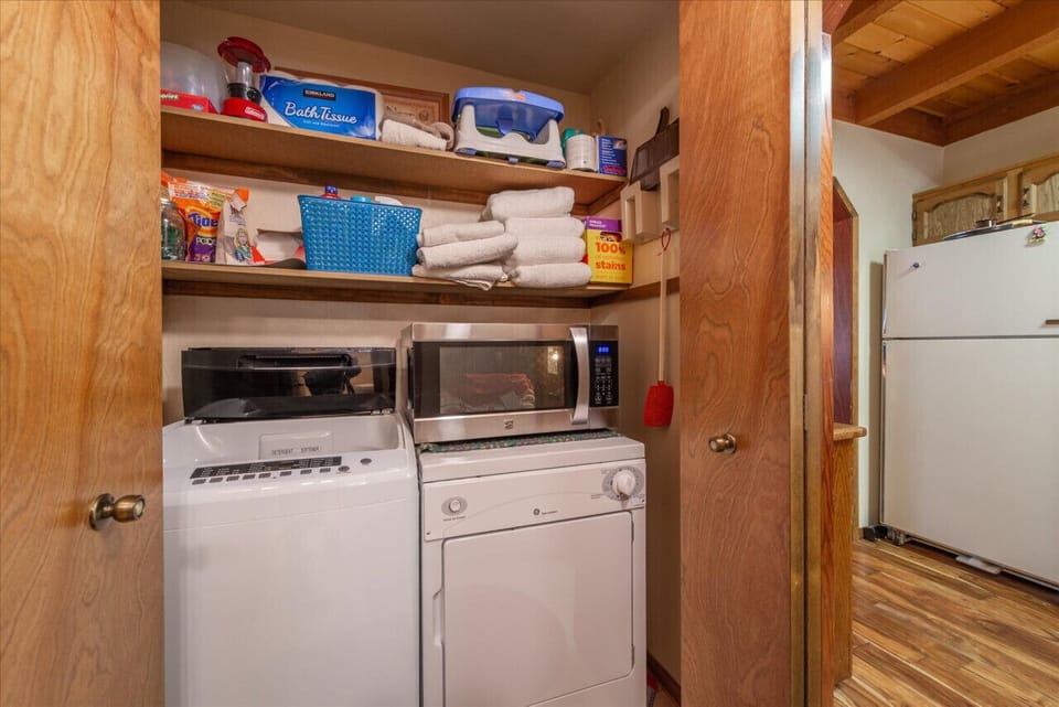 Washer & dryer in cabin with complimentary detergent