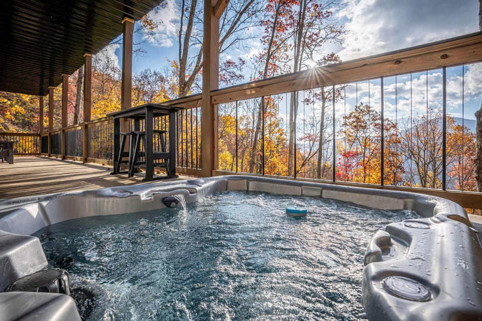 After a long day of skiing/hiking, enjoy the hot tub and the views