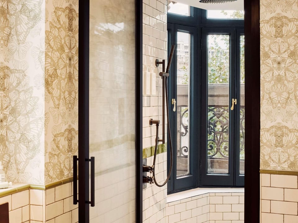 Shower, eco-friendly toiletries, hair dryer, bathrobes