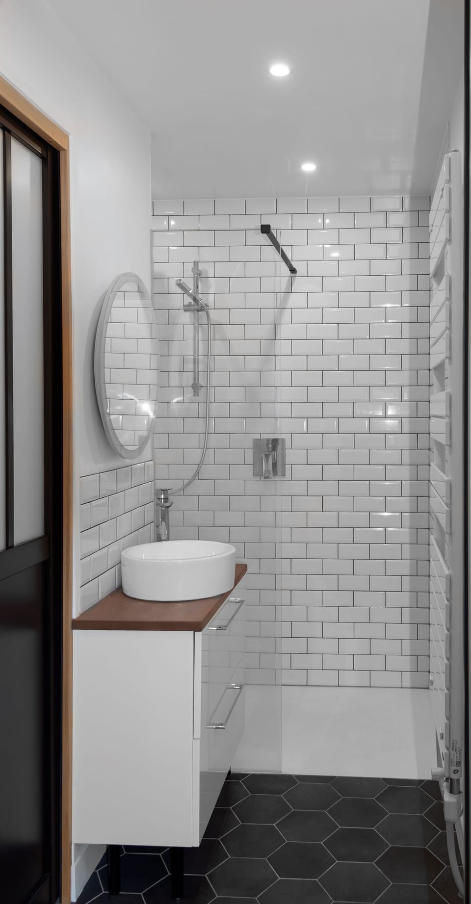 Shower, hydromassage showerhead, hair dryer