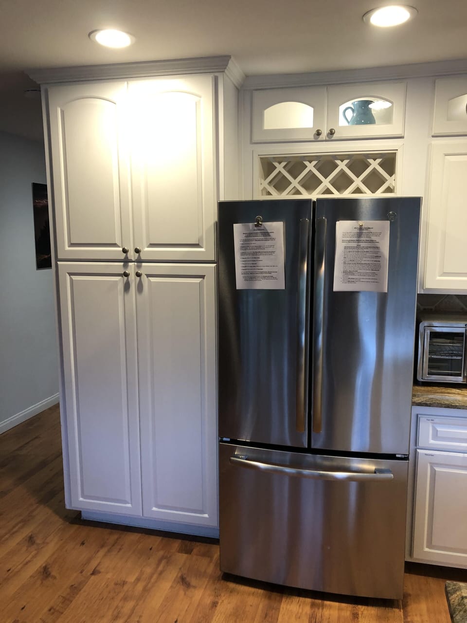 Refrigerator and pantry. 