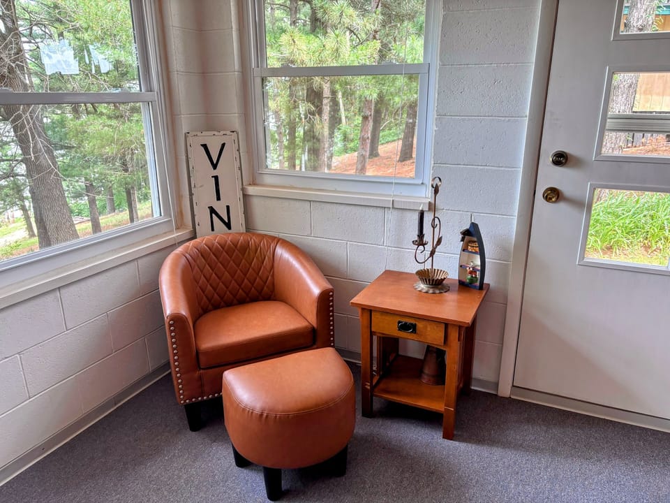 Reading chair in sunroom