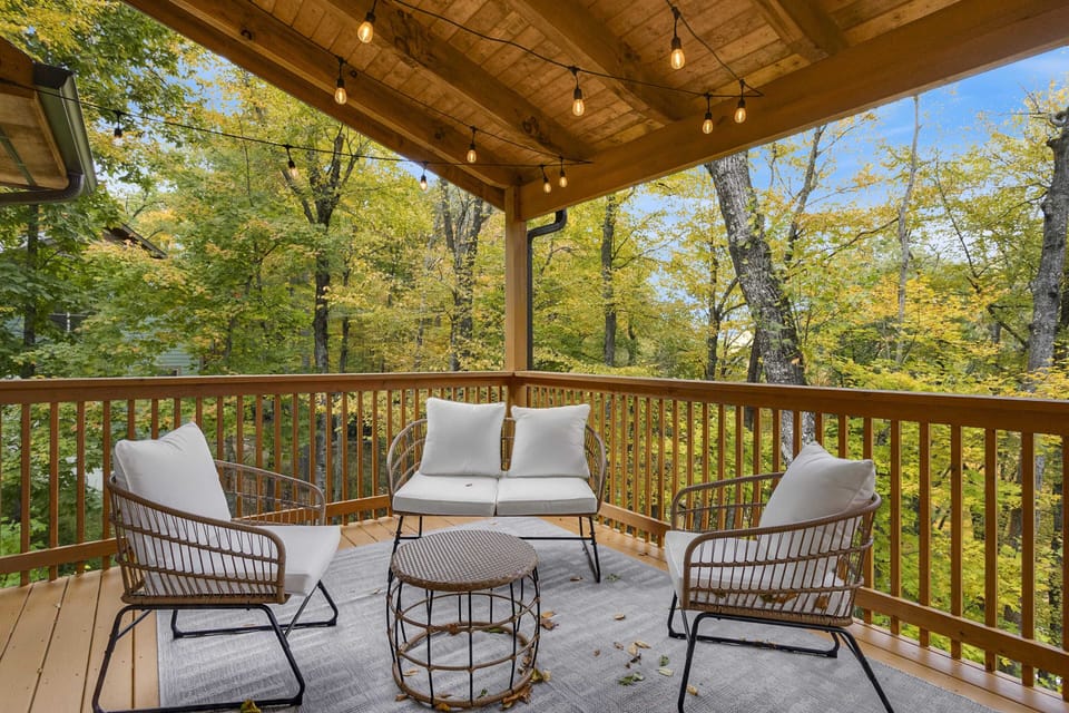 Peaceful Outdoor Sitting Area on the Covered Back Deck