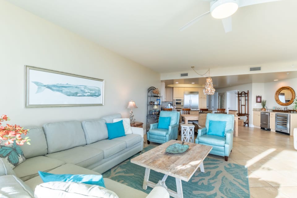 Signature Apartment, 3 Bedrooms, Balcony, Beach View | Living room | 55-inch Smart TV with digital channels