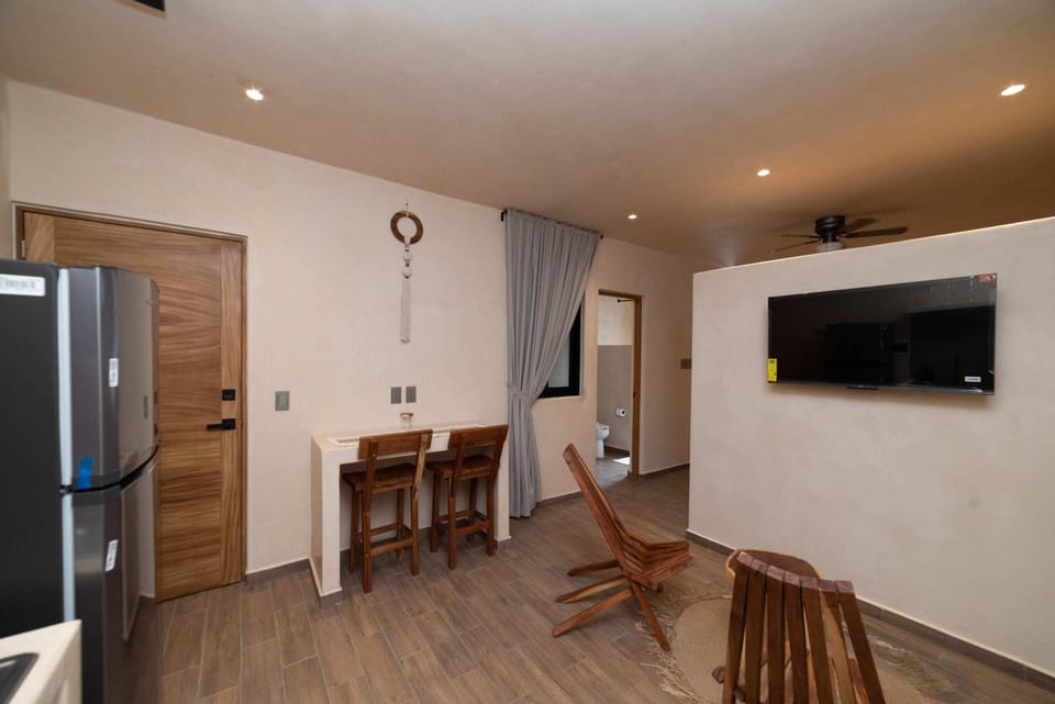 Spacious bedroom with a large comfortable bed