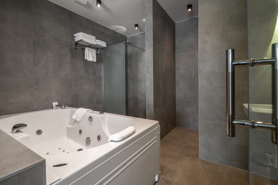 Superior Apartment | Bathroom | Hair dryer, slippers, towels