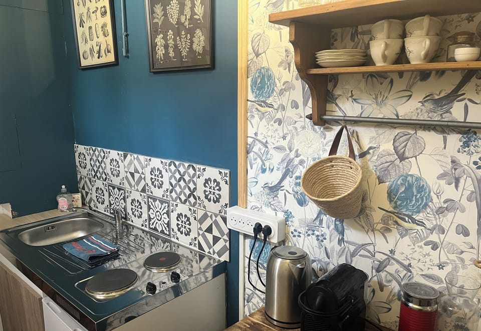 Deluxe Apartment | Private kitchen | Fridge, microwave, stovetop, espresso maker