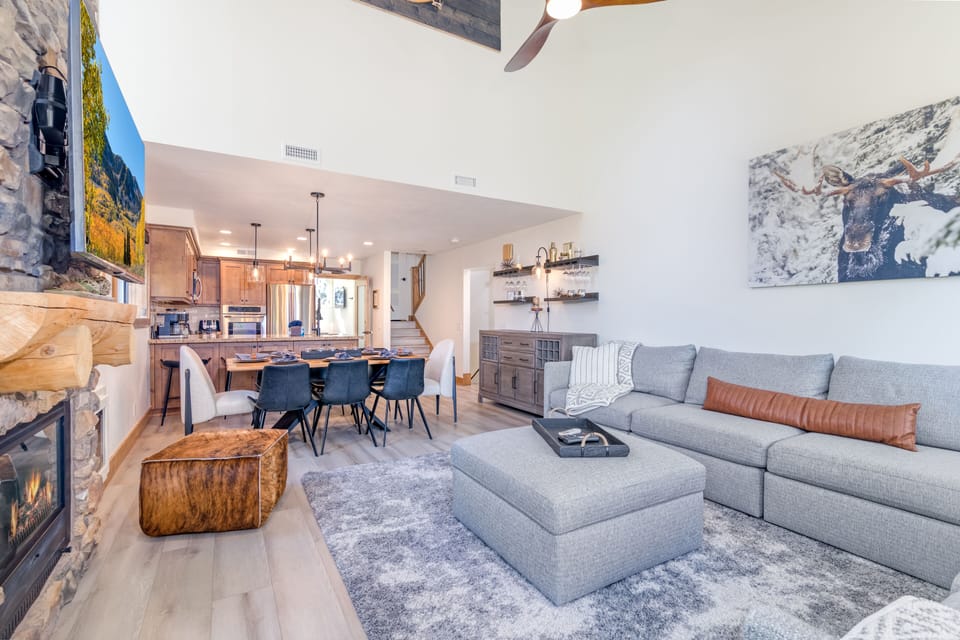 Designed for togetherness, this welcoming living space flows seamlessly into the dining area and kitchen.