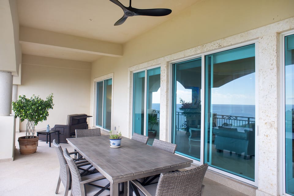 Outdoor dining on the private patio with a breathtaking view.