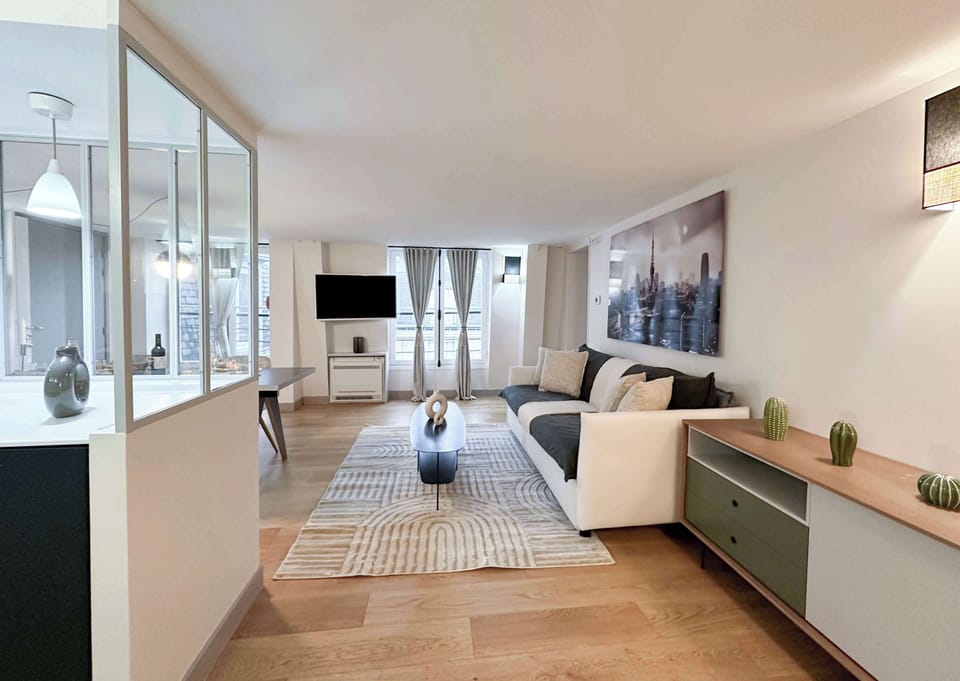 Contemporary living room design with plush furnishings and modern decor