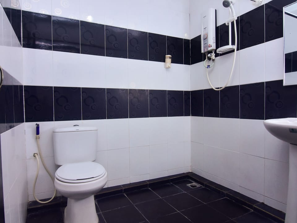 Shower, free toiletries, bidet, towels